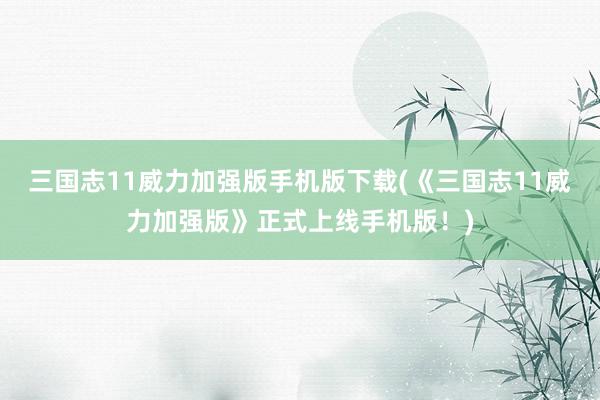 三国志11威力加强版手机版下载(《三国志11威力加强版》正式上线手机版！)